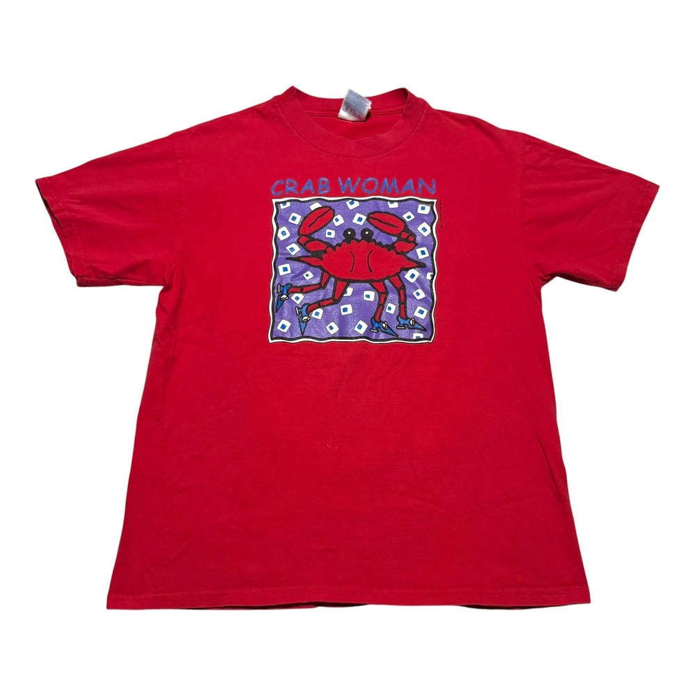Vintage 1994 Hanes Crab‎ Woman Art Cotton Ocean Nature Shirt Women's Large